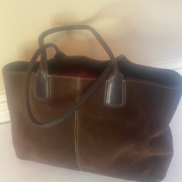 Cole Haan Suede Leather Shoulder Bag/Tote Brown - Picture 3 of 9